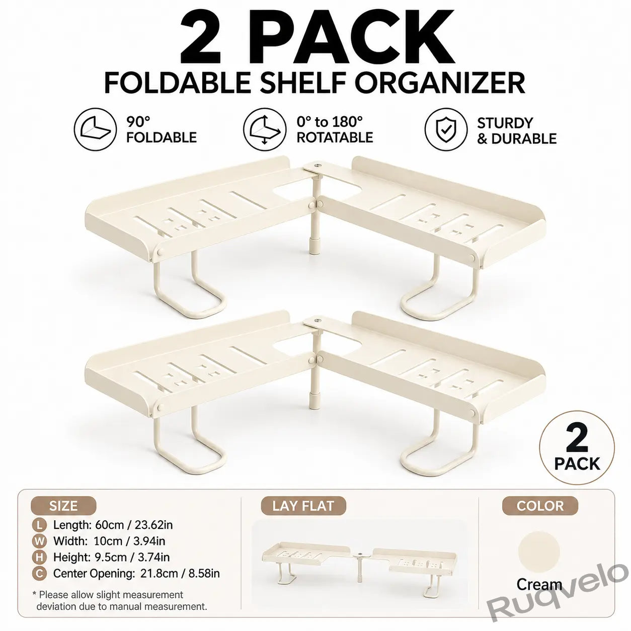 Foldable Over-the-Sink Shelf Organizer, No-Drill Adjustable Storage Rack with Legs for Kitchen & Bathroom, Space-Saving Countertop Caddy, Easy-Drain Design