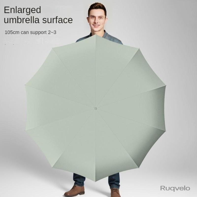 Women's Green Automatic Folding Umbrella, Compact Windproof Travel Umbrella with Ring Buckle, Reinforced Waterproof Design, UV Sun & Rain Protection for Outdoor Use