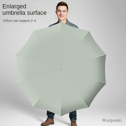 Women's Green Automatic Folding Umbrella, Compact Windproof Travel Umbrella with Ring Buckle, Reinforced Waterproof Design, UV Sun & Rain Protection for Outdoor Use