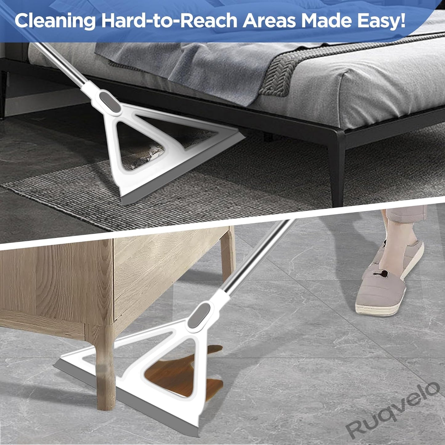 Multifunction Magic Broom, TPR Floor Squeegee for Wet & Dry Cleaning, Extendable 54-Inch Handle, Portable Floor & Glass Cleaner for Home