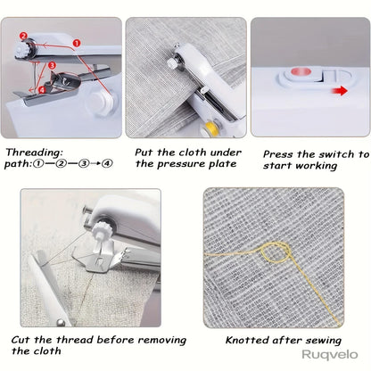 Portable Handheld Sewing Machine, Compact Mini Sewing Machine for Quick Clothing & Fabric Repairs, Battery Powered, Lightweight Sewing Tool for Home & Travel