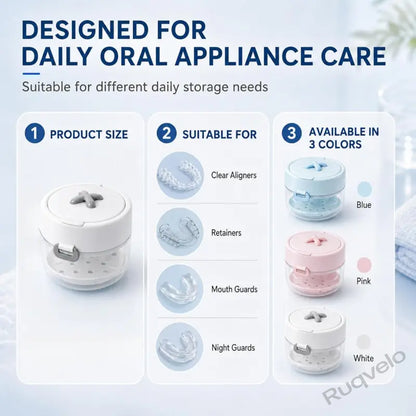 3-in-1 Retainer Cleaning Case with Mirror & Cleaning Brush, Portable Dental Appliance Bath with Rinse Basket, Compact Oral Care Tumbler for Travel & Daily Use
