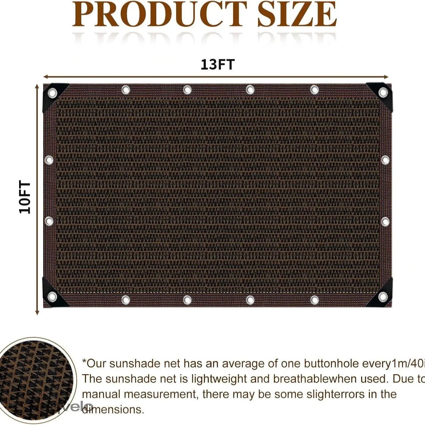 90% Blackout Shade Cloth, 10 x 13 FT UV-Resistant Sun Shade Net with Reinforced Grommets, Outdoor Cover for Patio, Garden, Camping & Greenhouse
