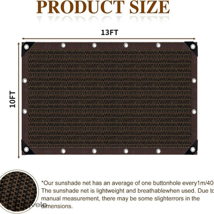 90% Blackout Shade Cloth, 10 x 13 FT UV-Resistant Sun Shade Net with Reinforced Grommets, Outdoor Cover for Patio, Garden, Camping & Greenhouse