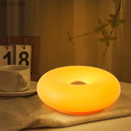 Acrylic Orange Donut Wall Light, Plug-In Swing Arm Sconce with Warm LED RGB Glow, Retro Modern Mood Lighting for Bedroom, Living Room, Hallway & Room Decor
