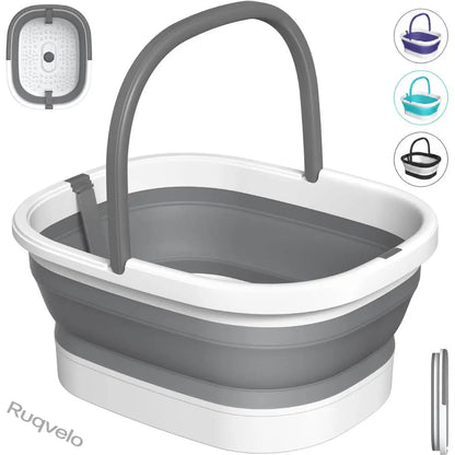 Collapsible Foot Soaking Tub with 138 Acupressure Nodes & Pumice Stone, Portable Foot Bath Basin for Relaxing Soaks, Foot Care & Pedicure at Home