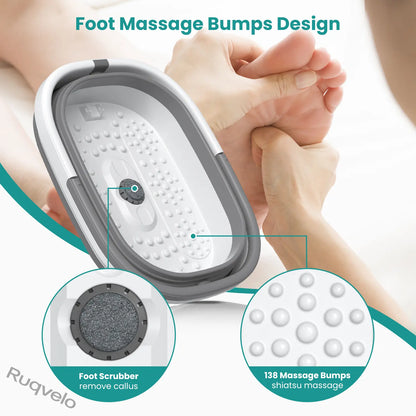 Collapsible Foot Soaking Tub with 138 Acupressure Nodes & Pumice Stone, Portable Foot Bath Basin for Relaxing Soaks, Foot Care & Pedicure at Home