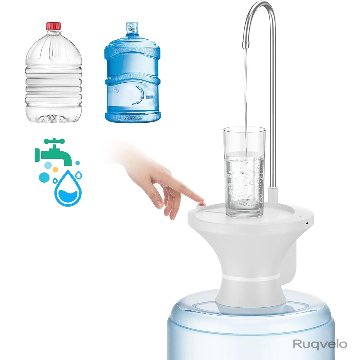 Portable Electric Water Bottle Pump, Automatic USB Rechargeable Water Dispenser, Lightweight Desktop Water Pump with One-Touch Operation for Home, Kitchen & Office