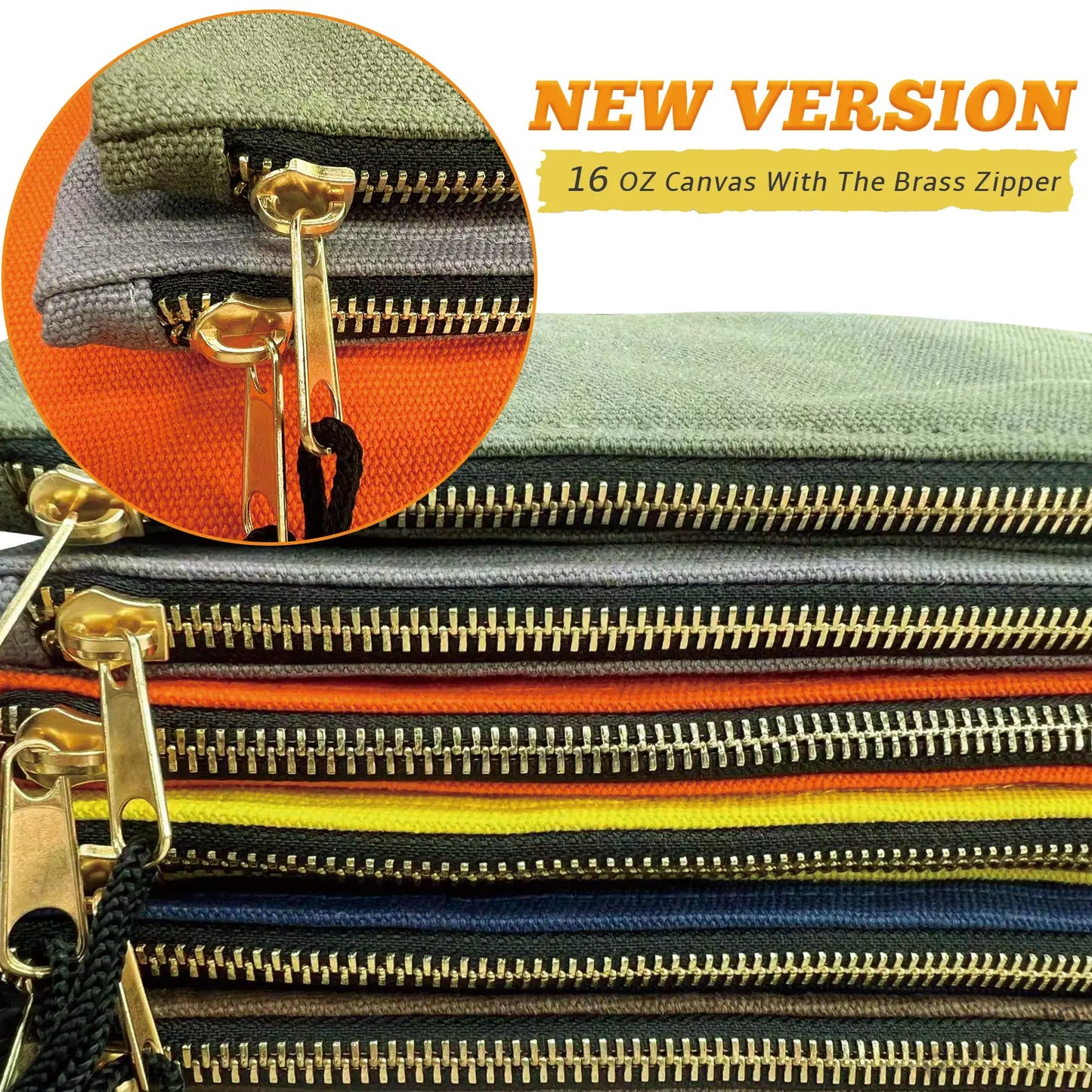 7 Pack Heavy Duty Canvas Tool Bags, 16 oz Portable Zipper Pouches, Multipurpose Storage Organizer Bags with Metal Zippers, 12.5 x 7 Inch for Tools, Home & Travel