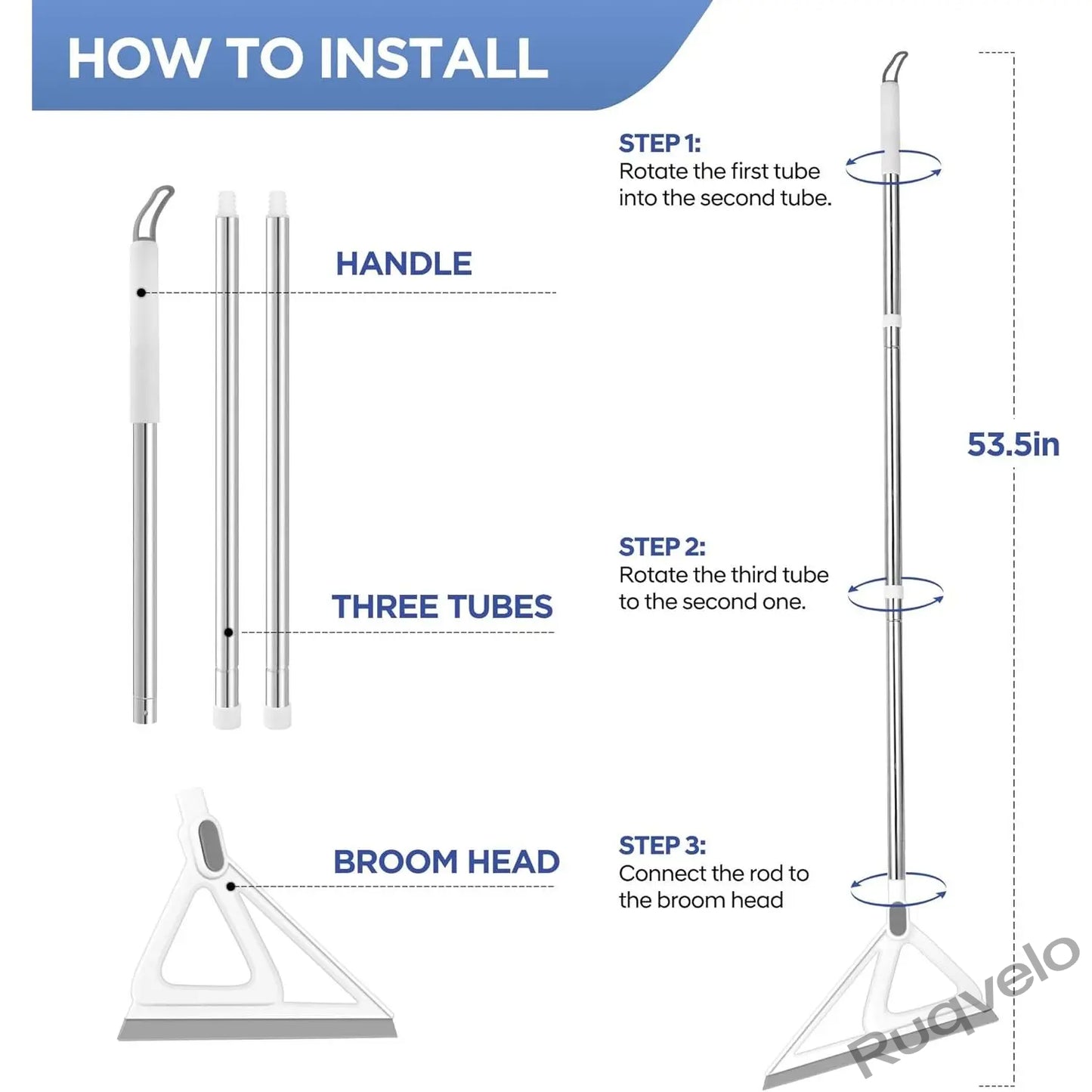 Multifunction Magic Broom, TPR Floor Squeegee for Wet & Dry Cleaning, Extendable 54-Inch Handle, Portable Floor & Glass Cleaner for Home