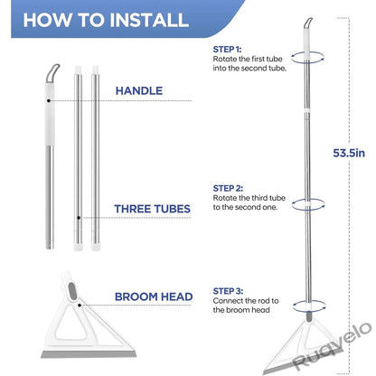 Multifunction Magic Broom, TPR Floor Squeegee for Wet & Dry Cleaning, Extendable 54-Inch Handle, Portable Floor & Glass Cleaner for Home