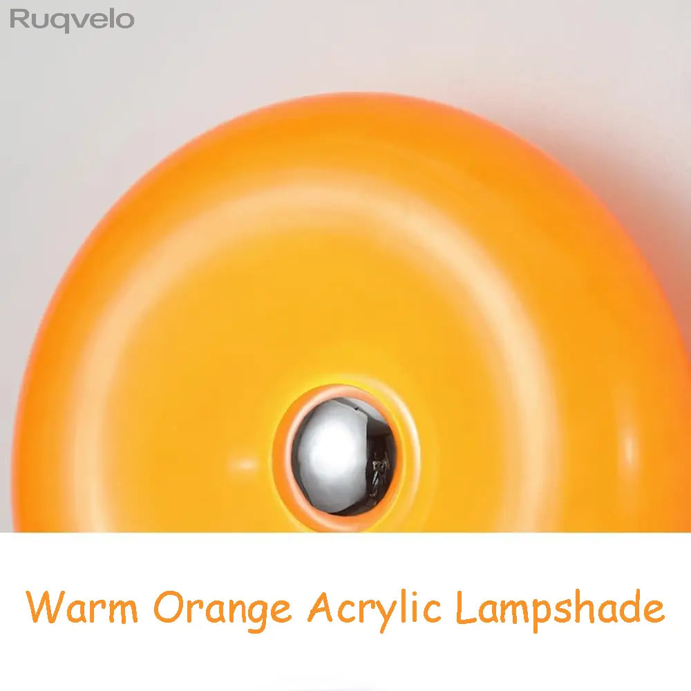 Acrylic Orange Donut Wall Light, Plug-In Swing Arm Sconce with Warm LED RGB Glow, Retro Modern Mood Lighting for Bedroom, Living Room, Hallway & Room Decor