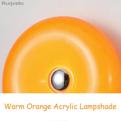 Acrylic Orange Donut Wall Light, Plug-In Swing Arm Sconce with Warm LED RGB Glow, Retro Modern Mood Lighting for Bedroom, Living Room, Hallway & Room Decor