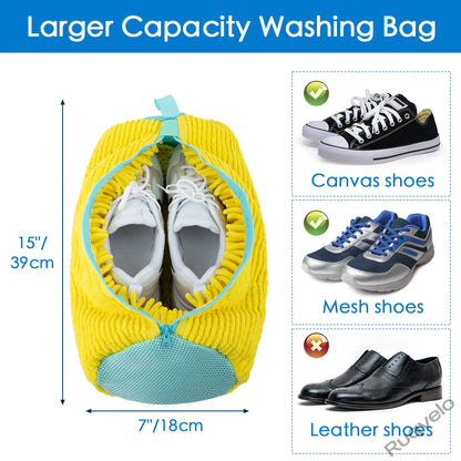 2PCS XXL Shoe Washing Machine Bags + 1 Bonus Laundry Bag, Extra Large Sneaker Wash Bags for Washer & Dryer, Heavy-Duty Zipper Shoe Protector for Easy Cleaning