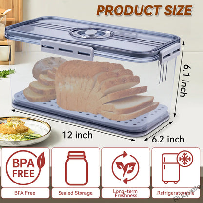 7.45L Bread Box for Kitchen Countertop, Sealed Bread Keeper with Lid & Date Marker, Large Food Storage Container for Bread, Toast, Bagels, Cookies & Donuts