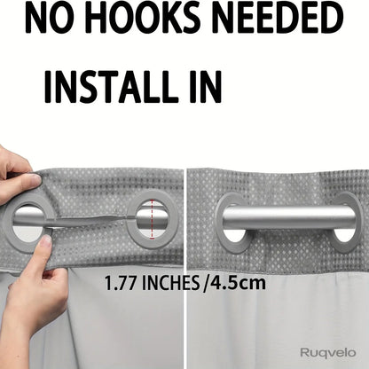 No-Hook Waffle Weave Shower Curtain with Snap-In Liner, Waterproof Double-Layer Shower Curtain with Washable Liner, 72 x 75 Inch, Easy to Install