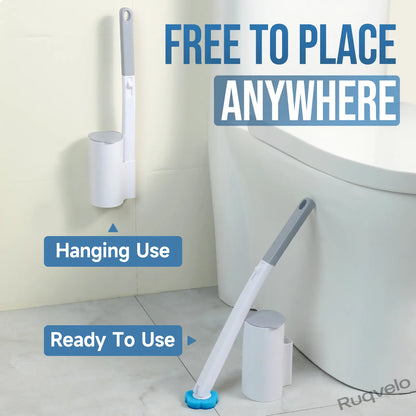 2PCS Disposable Toilet Brush with Holder, 48Pcs Cleaner Refills, Extended Handle Deep Cleaning Toilet Bowl Brush, Wall-Mount Bathroom Cleaning System