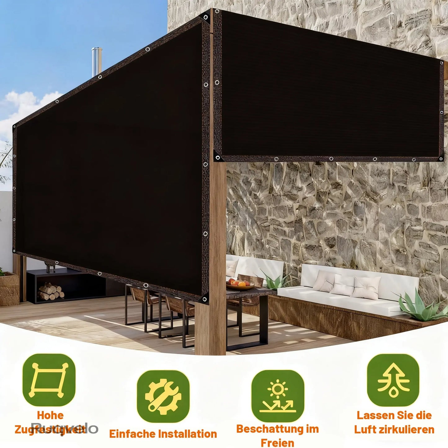90% Blackout Shade Cloth, 10 x 13 FT UV-Resistant Sun Shade Net with Reinforced Grommets, Outdoor Cover for Patio, Garden, Camping & Greenhouse