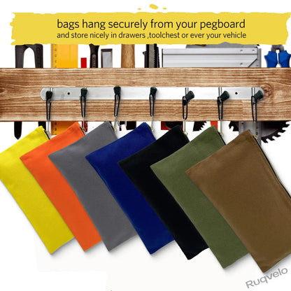 7 Pack Heavy Duty Canvas Tool Bags, 16 oz Portable Zipper Pouches, Multipurpose Storage Organizer Bags with Metal Zippers, 12.5 x 7 Inch for Tools, Home & Travel