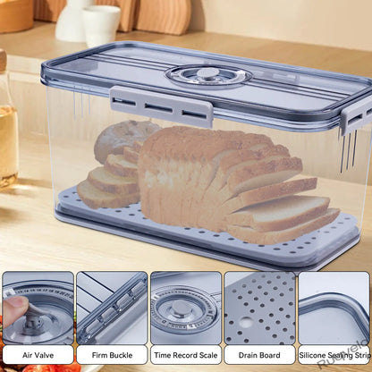 7.45L Bread Box for Kitchen Countertop, Sealed Bread Keeper with Lid & Date Marker, Large Food Storage Container for Bread, Toast, Bagels, Cookies & Donuts