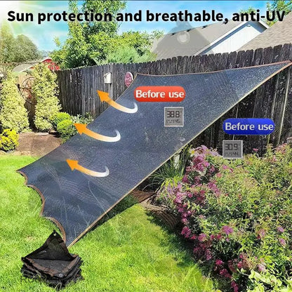 90% Blackout Shade Cloth, 10 x 13 FT UV-Resistant Sun Shade Net with Reinforced Grommets, Outdoor Cover for Patio, Garden, Camping & Greenhouse