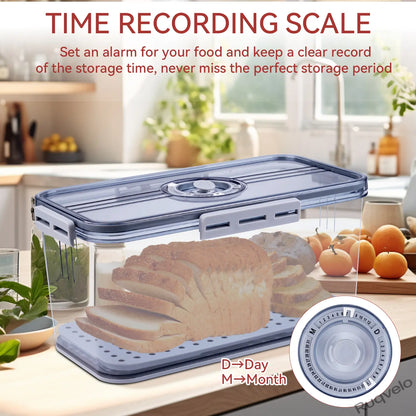 7.45L Bread Box for Kitchen Countertop, Sealed Bread Keeper with Lid & Date Marker, Large Food Storage Container for Bread, Toast, Bagels, Cookies & Donuts