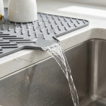 Silicone Drying Mat 23" x 17", Waterproof Sink Mat with Self-Draining Lip, Heat-Resistant Non-Slip Counter Mat for Kitchen Sink, Under Sink & Bathroom