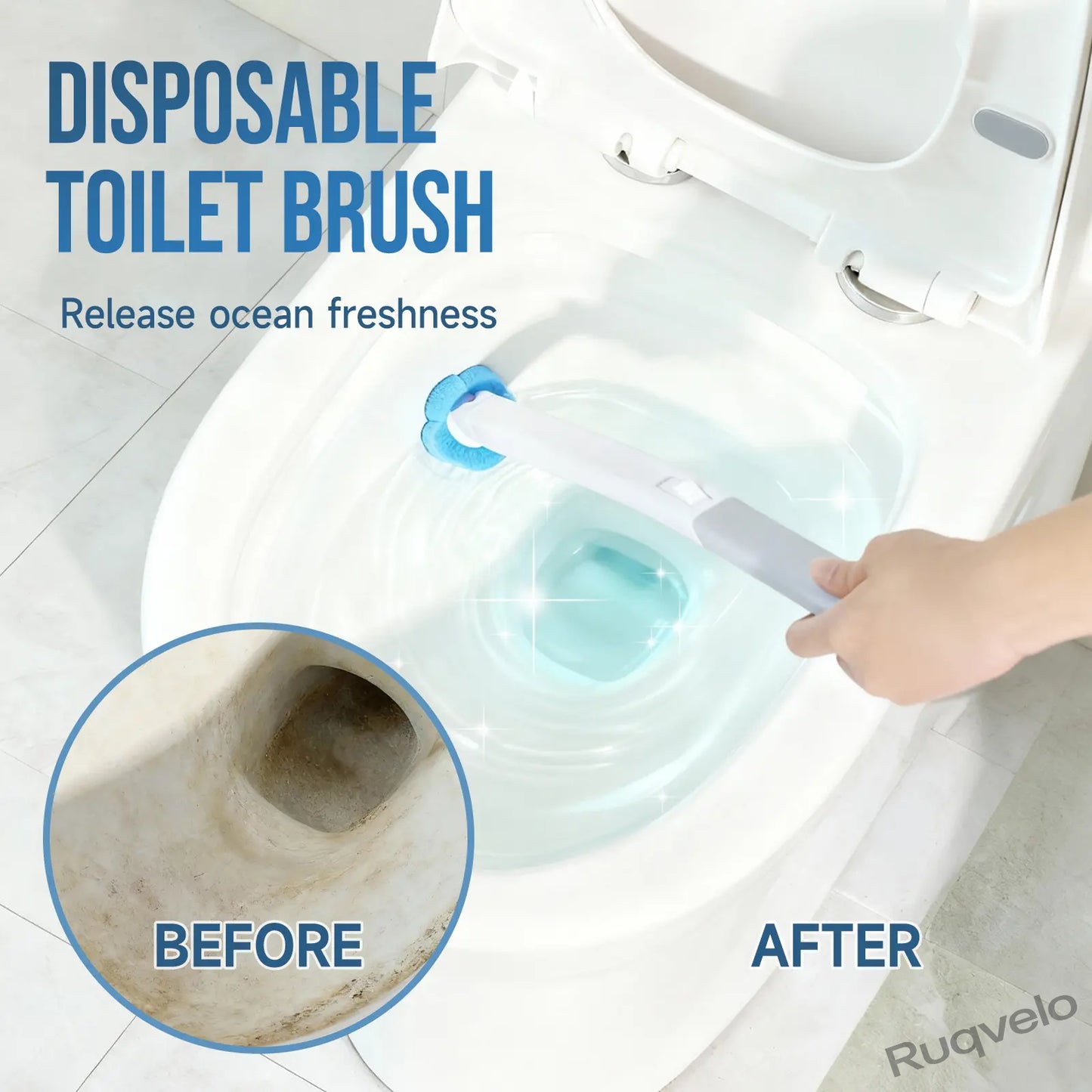 2PCS Disposable Toilet Brush with Holder, 48Pcs Cleaner Refills, Extended Handle Deep Cleaning Toilet Bowl Brush, Wall-Mount Bathroom Cleaning System