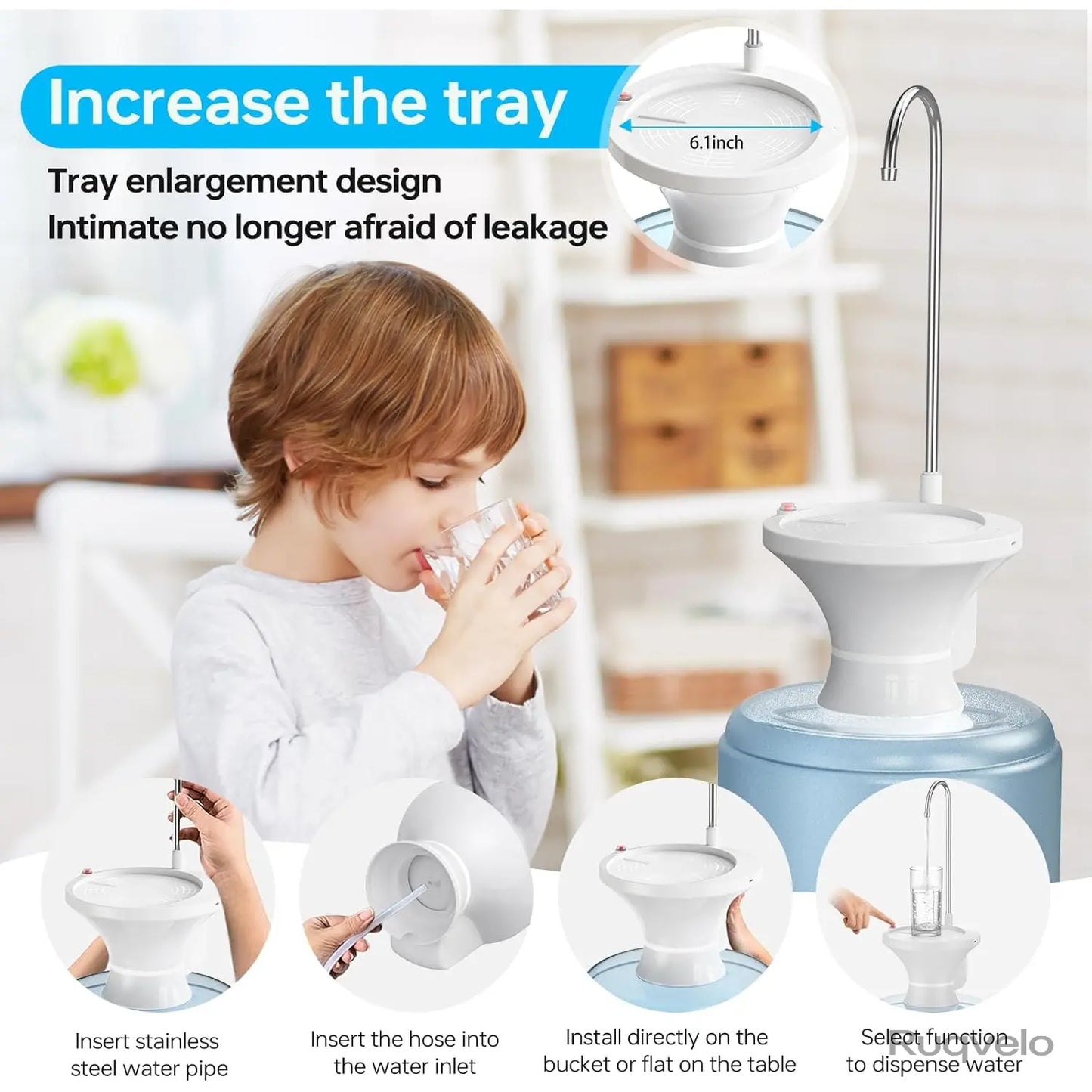 Portable Electric Water Bottle Pump, Automatic USB Rechargeable Water Dispenser, Lightweight Desktop Water Pump with One-Touch Operation for Home, Kitchen & Office