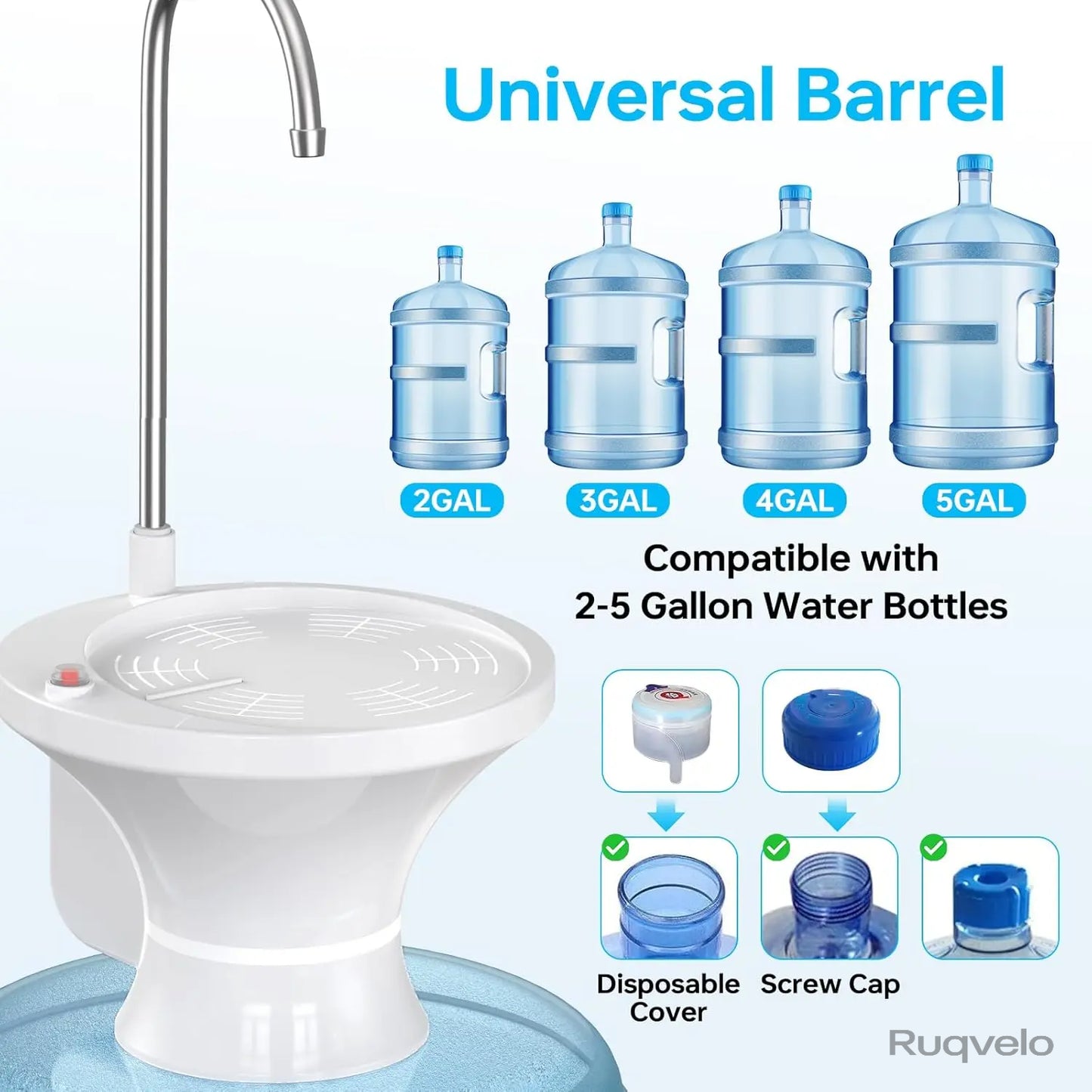 Portable Electric Water Bottle Pump, Automatic USB Rechargeable Water Dispenser, Lightweight Desktop Water Pump with One-Touch Operation for Home, Kitchen & Office