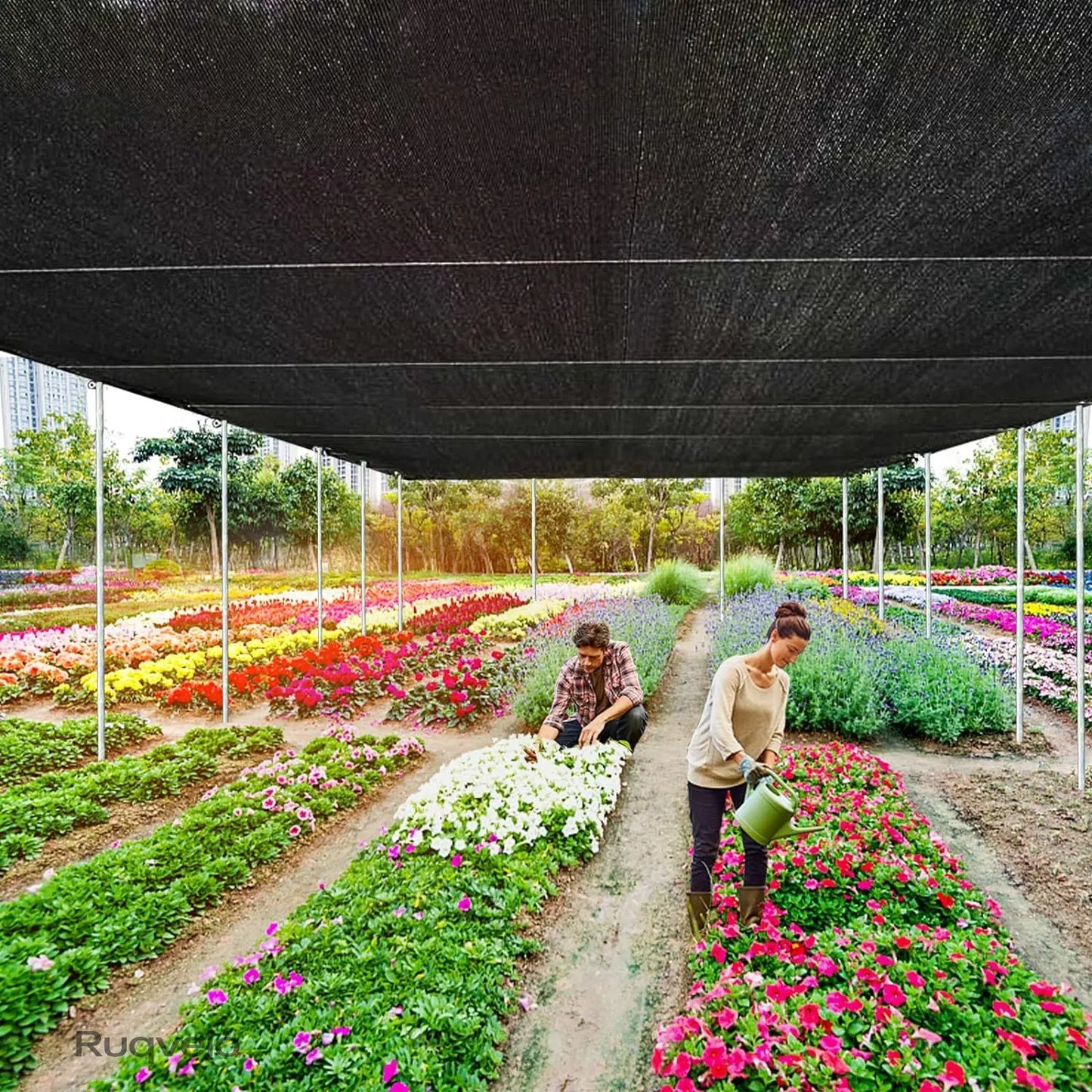 90% Blackout Shade Cloth, 10 x 13 FT UV-Resistant Sun Shade Net with Reinforced Grommets, Outdoor Cover for Patio, Garden, Camping & Greenhouse
