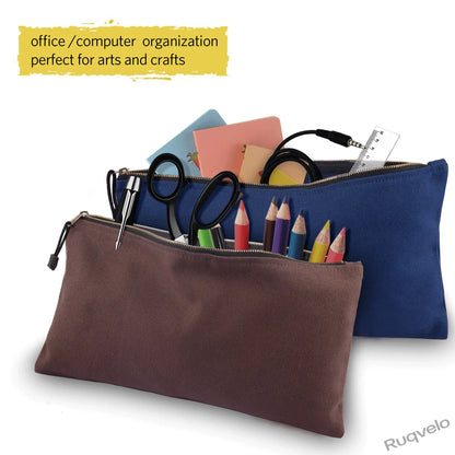 7 Pack Heavy Duty Canvas Tool Bags, 16 oz Portable Zipper Pouches, Multipurpose Storage Organizer Bags with Metal Zippers, 12.5 x 7 Inch for Tools, Home & Travel