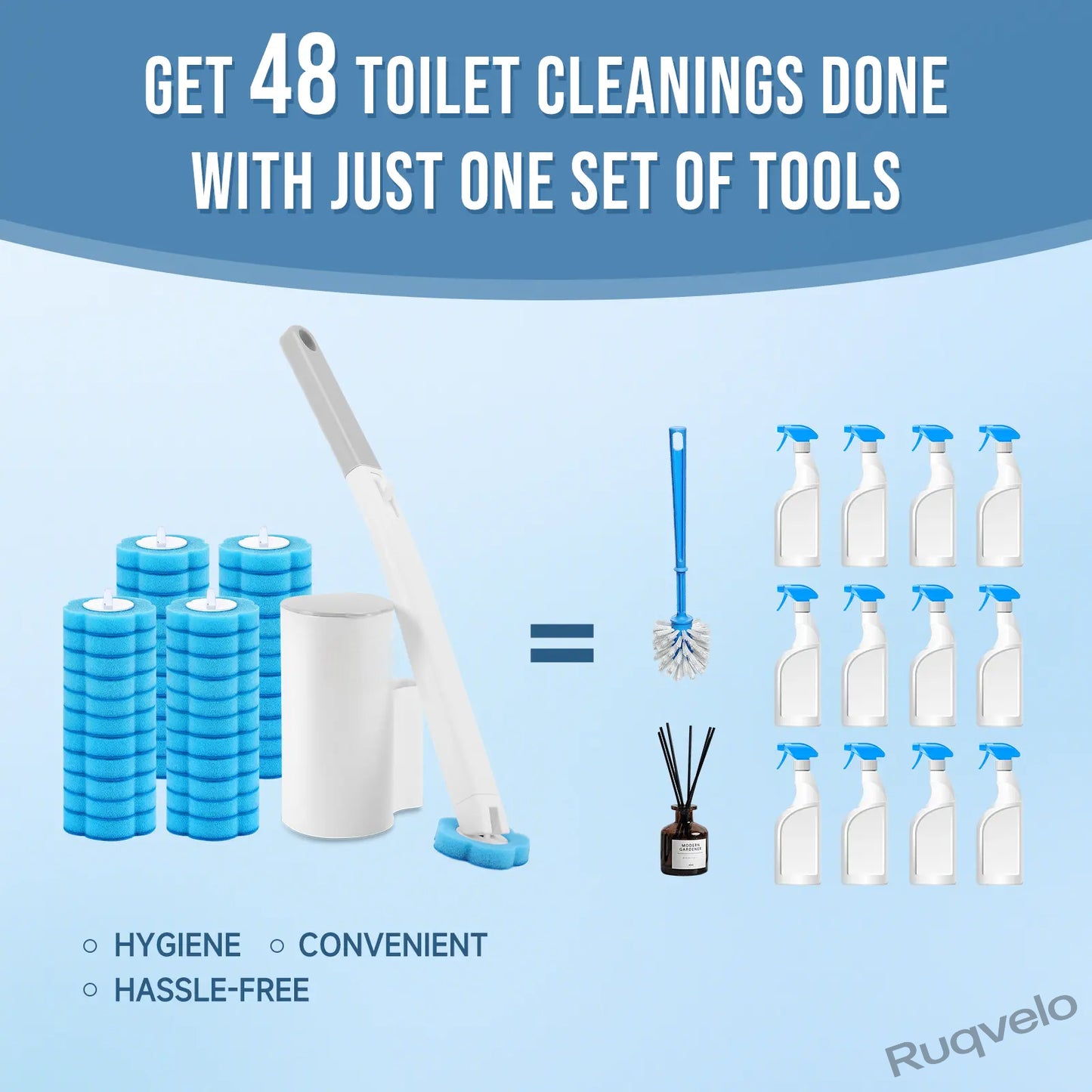2PCS Disposable Toilet Brush with Holder, 48Pcs Cleaner Refills, Extended Handle Deep Cleaning Toilet Bowl Brush, Wall-Mount Bathroom Cleaning System