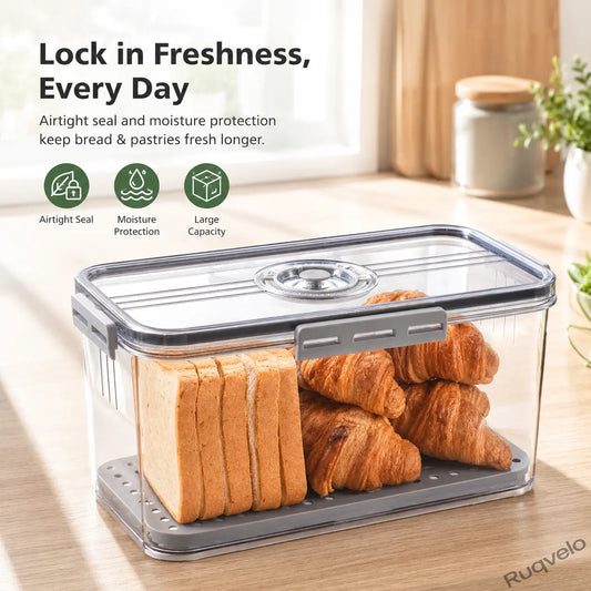 7.45L Bread Box for Kitchen Countertop, Sealed Bread Keeper with Lid & Date Marker, Large Food Storage Container for Bread, Toast, Bagels, Cookies & Donuts
