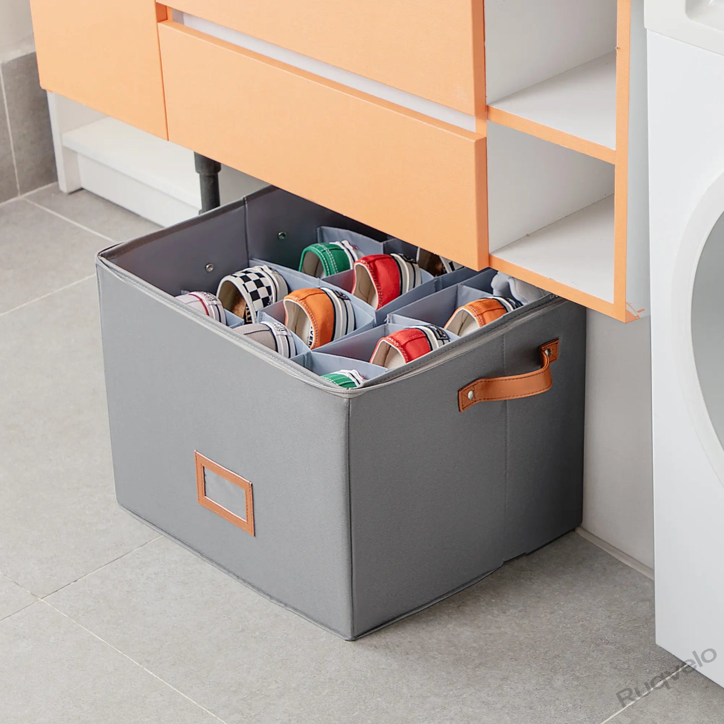Shoe Storage Organizer for Closet, Foldable Fabric Shoe Boxes with Clear Covers, Dustproof Design, Adjustable Dividers, Space-Saving Storage Bins for Bedroom, Dorm & Home