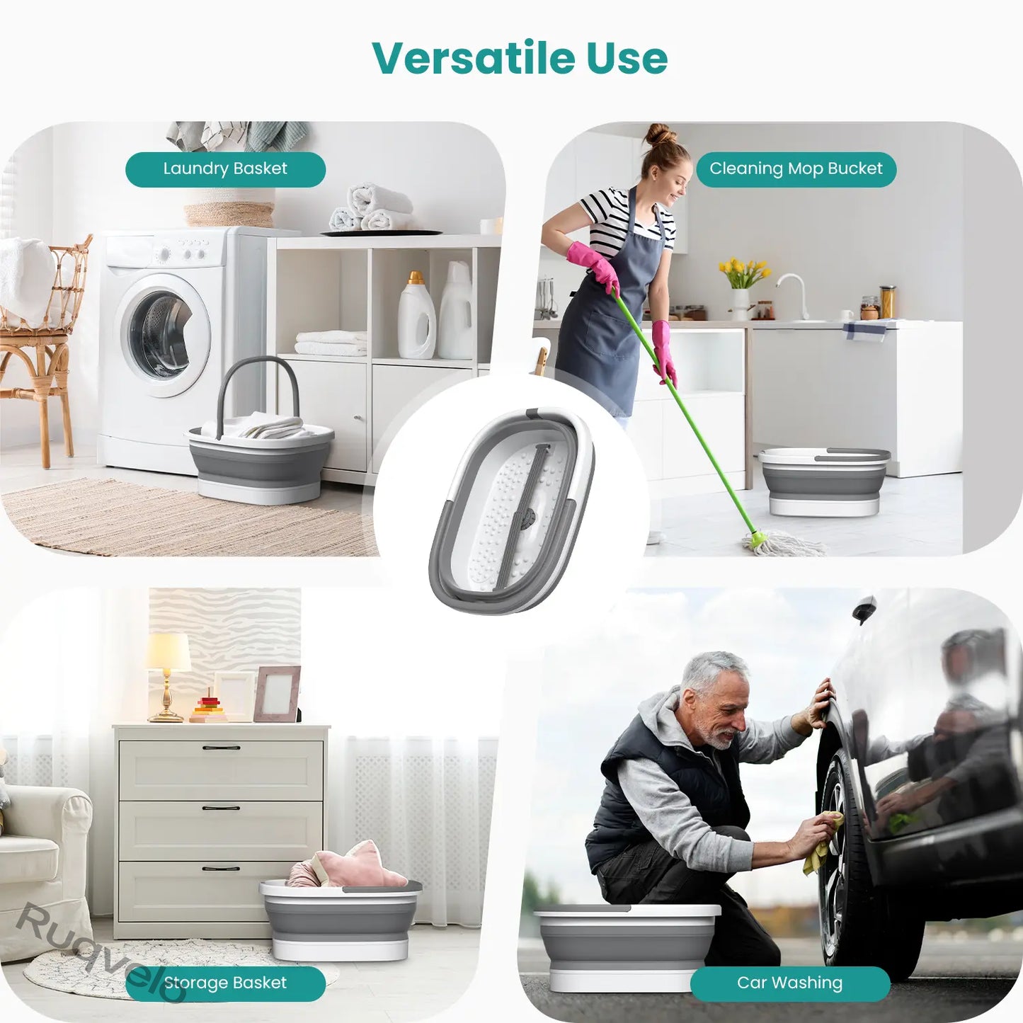 Collapsible Foot Soaking Tub with 138 Acupressure Nodes & Pumice Stone, Portable Foot Bath Basin for Relaxing Soaks, Foot Care & Pedicure at Home