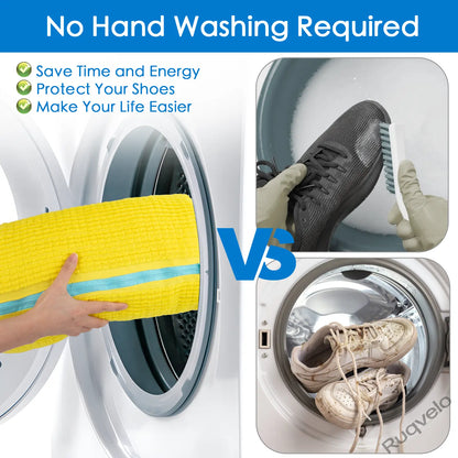 2PCS XXL Shoe Washing Machine Bags + 1 Bonus Laundry Bag, Extra Large Sneaker Wash Bags for Washer & Dryer, Heavy-Duty Zipper Shoe Protector for Easy Cleaning