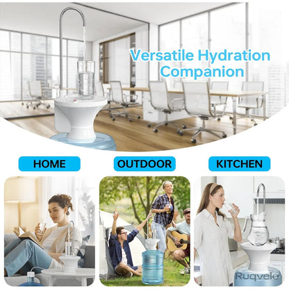 Portable Electric Water Bottle Pump, Automatic USB Rechargeable Water Dispenser, Lightweight Desktop Water Pump with One-Touch Operation for Home, Kitchen & Office