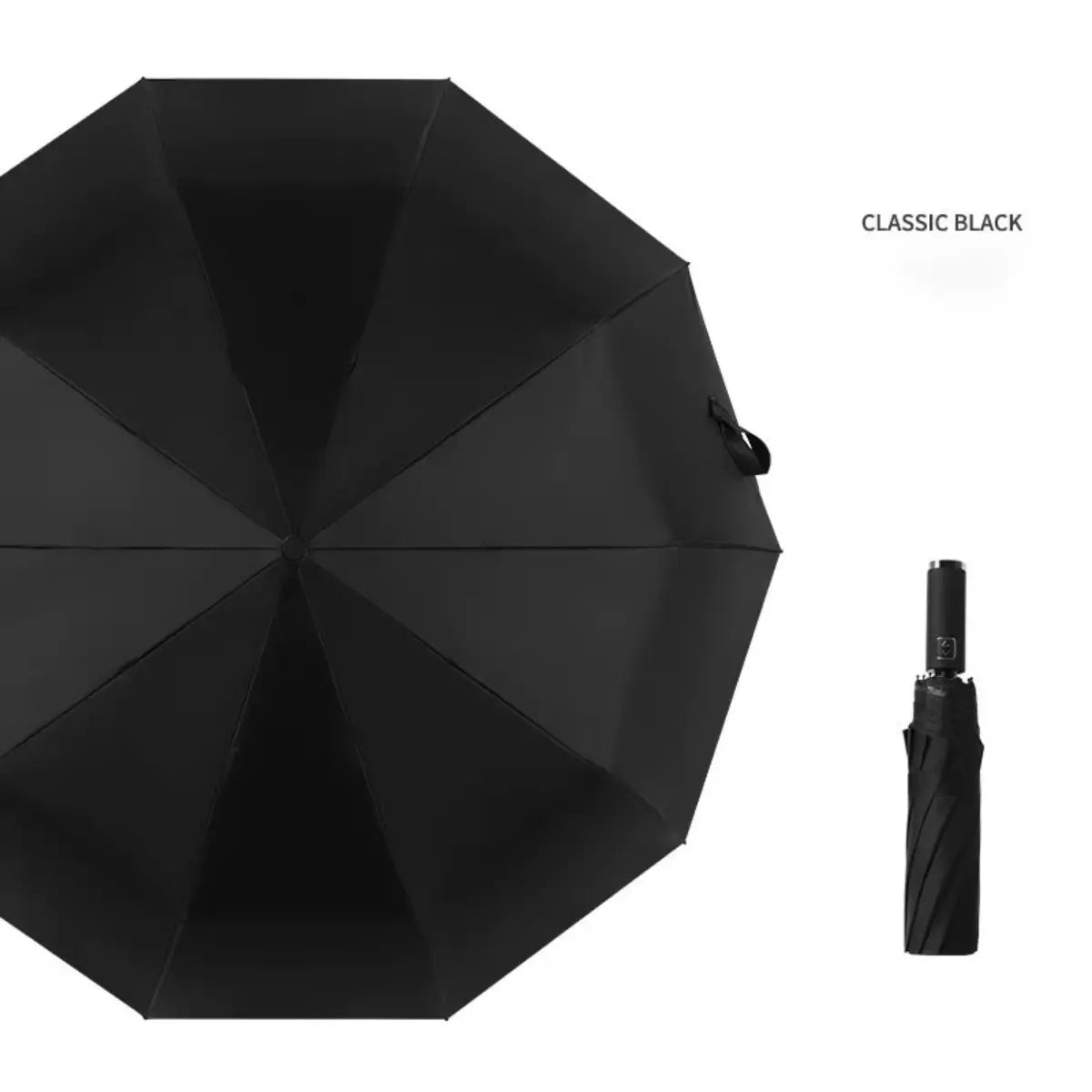 Women's Green Automatic Folding Umbrella, Compact Windproof Travel Umbrella with Ring Buckle, Reinforced Waterproof Design, UV Sun & Rain Protection for Outdoor Use