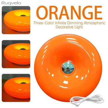 Acrylic Orange Donut Wall Light, Plug-In Swing Arm Sconce with Warm LED RGB Glow, Retro Modern Mood Lighting for Bedroom, Living Room, Hallway & Room Decor
