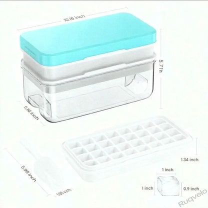 Stackable Ice Cube Tray Set with Lid and Storage Bin, 64/96 Cube BPA-Free Ice Molds, Easy-Release Design with Scoop for Freezer, Kitchen, Home & Parties