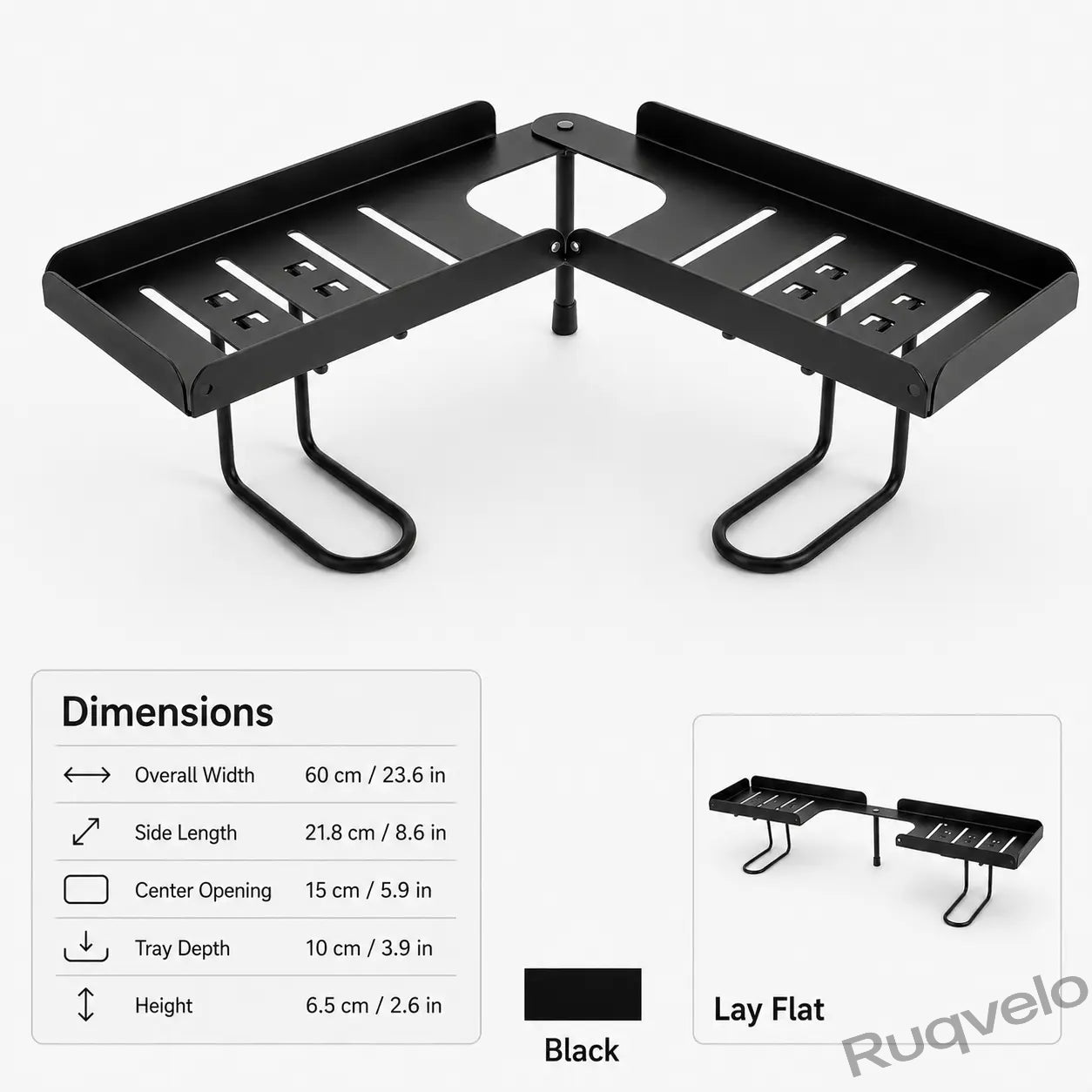 Foldable Over-the-Sink Shelf Organizer, No-Drill Adjustable Storage Rack with Legs for Kitchen & Bathroom, Space-Saving Countertop Caddy, Easy-Drain Design