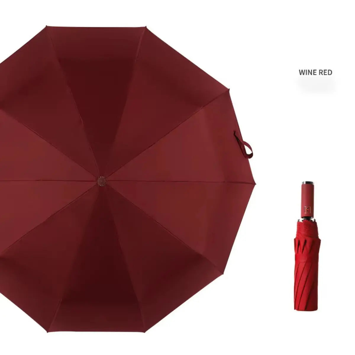 Women's Green Automatic Folding Umbrella, Compact Windproof Travel Umbrella with Ring Buckle, Reinforced Waterproof Design, UV Sun & Rain Protection for Outdoor Use