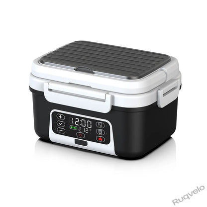 Cordless Electric Heated Lunch Box, 1.5L (6.3 Cups) Portable Food Warmer with 20000mAh Rechargeable Battery, Auto Heating, Smart Timer, Spoon, Insulated Bag & Divider