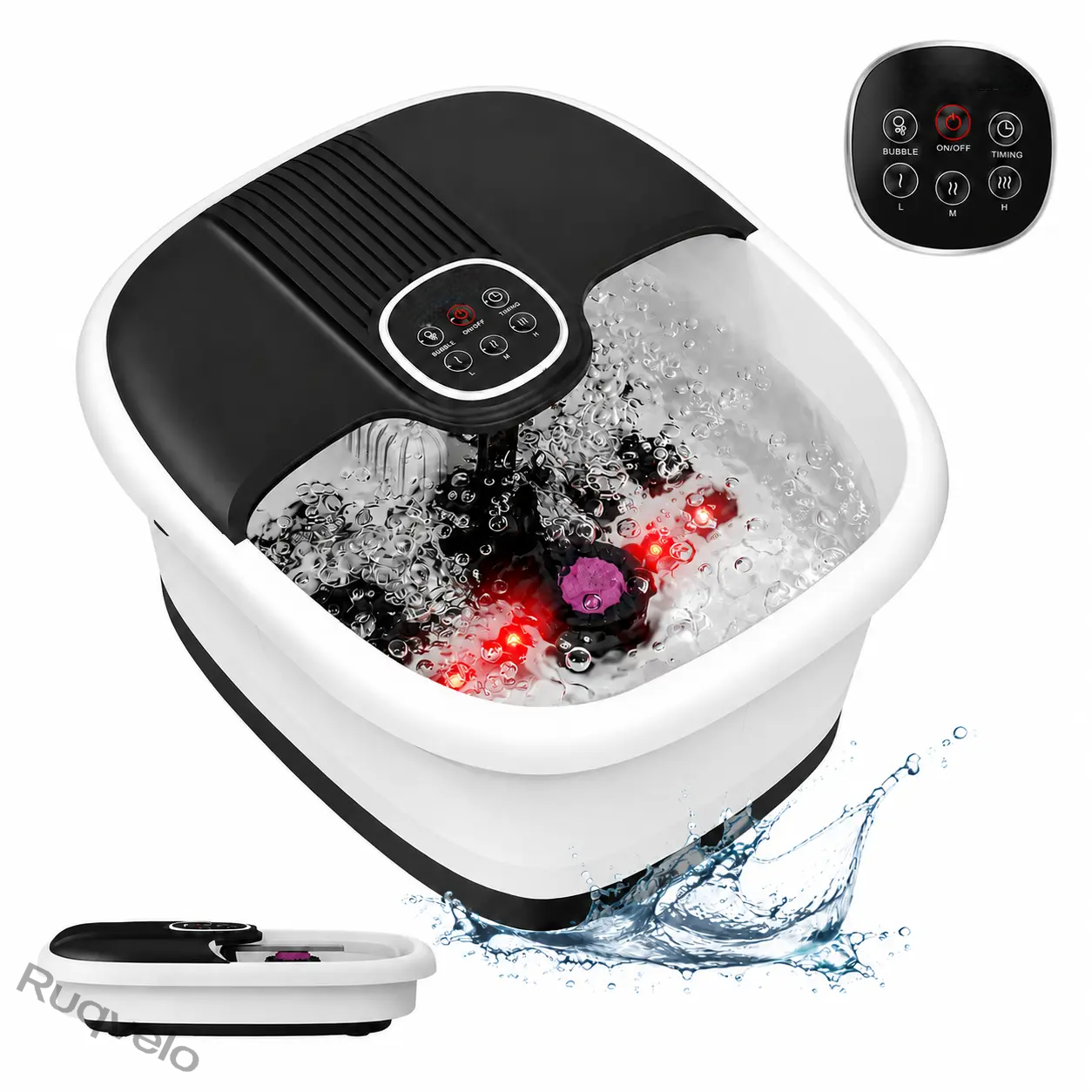 Collapsible Foot Soaking Tub with 138 Acupressure Nodes & Pumice Stone, Portable Foot Bath Basin for Relaxing Soaks, Foot Care & Pedicure at Home