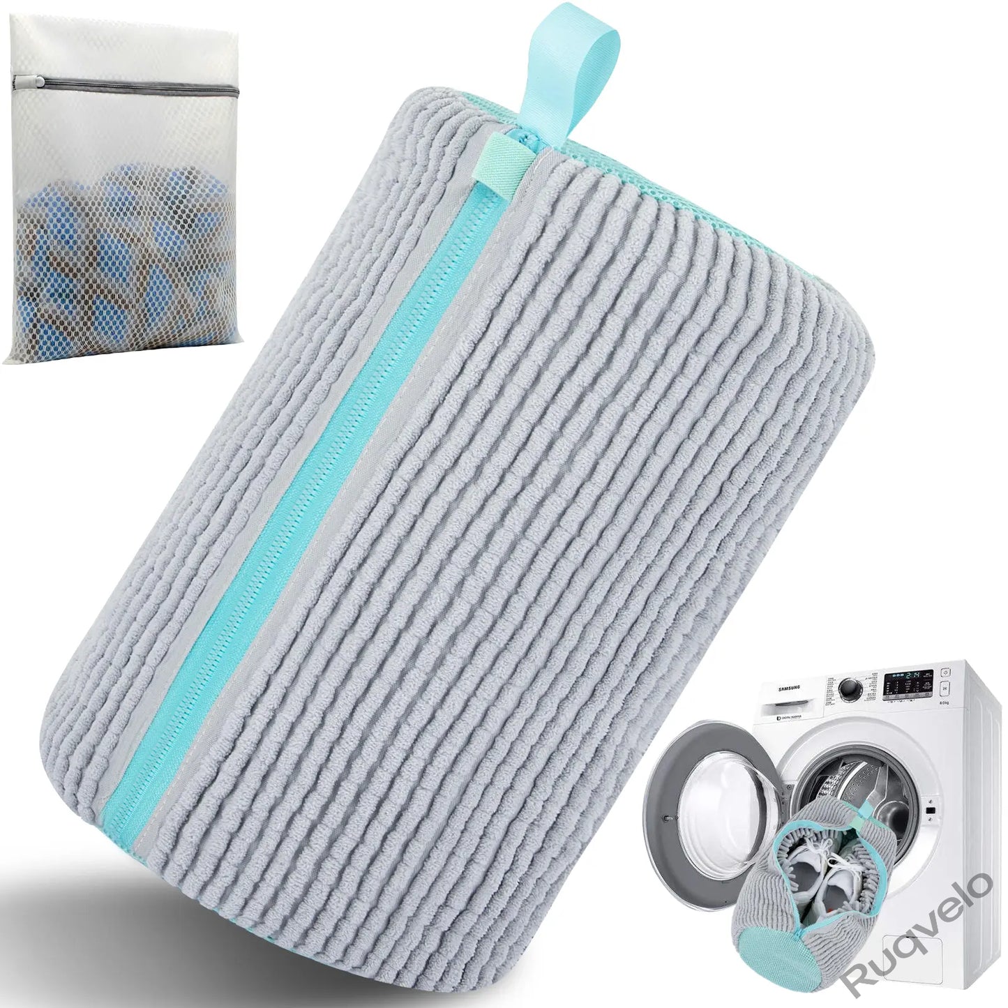 2PCS XXL Shoe Washing Machine Bags + 1 Bonus Laundry Bag, Extra Large Sneaker Wash Bags for Washer & Dryer, Heavy-Duty Zipper Shoe Protector for Easy Cleaning