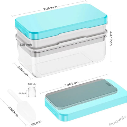 Stackable Ice Cube Tray Set with Lid and Storage Bin, 64/96 Cube BPA-Free Ice Molds, Easy-Release Design with Scoop for Freezer, Kitchen, Home & Parties
