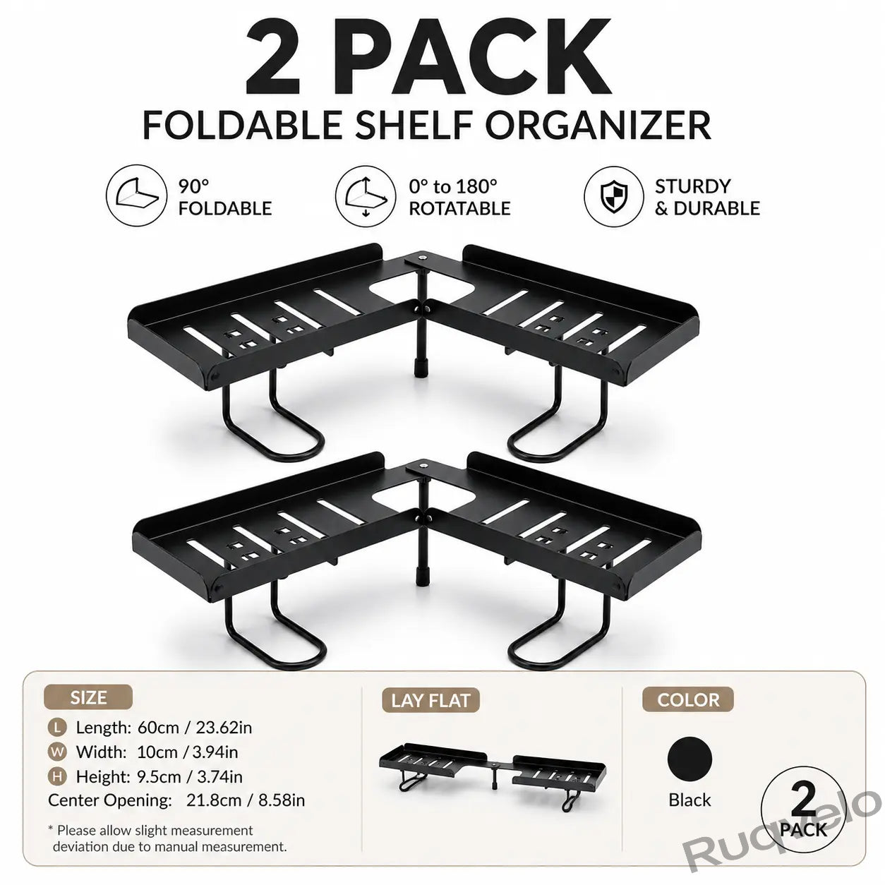Foldable Over-the-Sink Shelf Organizer, No-Drill Adjustable Storage Rack with Legs for Kitchen & Bathroom, Space-Saving Countertop Caddy, Easy-Drain Design