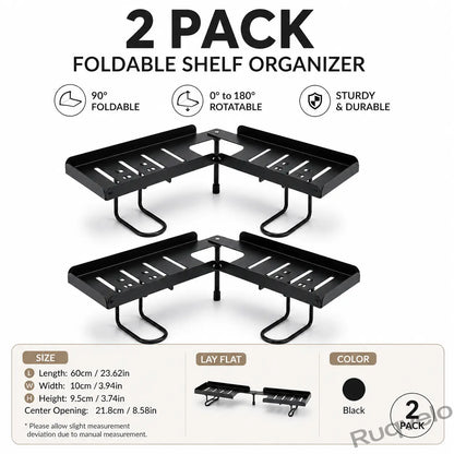 Foldable Over-the-Sink Shelf Organizer, No-Drill Adjustable Storage Rack with Legs for Kitchen & Bathroom, Space-Saving Countertop Caddy, Easy-Drain Design