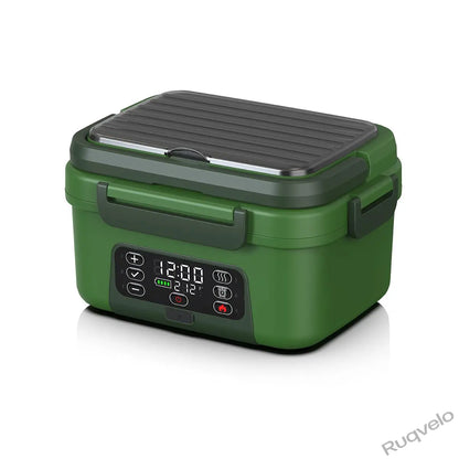 Cordless Electric Heated Lunch Box, 1.5L (6.3 Cups) Portable Food Warmer with 20000mAh Rechargeable Battery, Auto Heating, Smart Timer, Spoon, Insulated Bag & Divider